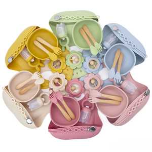 Vaisselle en silicone colorée écologique sans BPA, bol d'alimentation pour bébé avec cuillère - Product Image 3