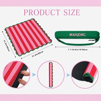 Sac de transport pour tapis de mahjong, rayures rouges et roses, 315x315 pouces, festonné, antidérapant, réduction du bruit, portable, en caoutchouc, pour jeux de société
