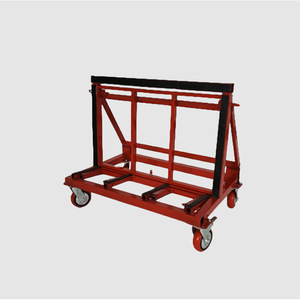 รถเข็นกระจกพับได้ 100x70 ซม. สี่ล้อ เหล็ก สำหรับงานอุตสาหกรรม สีแดงเคลือบผง - Product Image 3