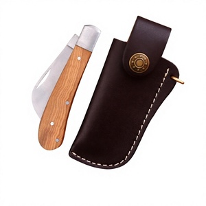 Ensemble de couteaux de camping DIY OEM avec manche en bois, lame en acier KELPEI, design à pointe clip, étui en cuir, outil de survie en plein air - Product Image 2