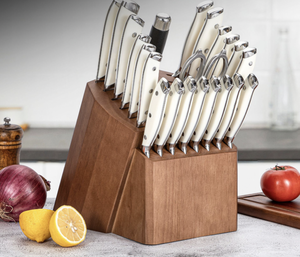 Ensemble <span class=keywords><strong>de</strong></span> <span class=keywords><strong>couteaux</strong></span> <span class=keywords><strong>de</strong></span> cuisine avec manche en bois en acier inoxydable, <span class=keywords><strong>de</strong></span> haute qualité, avec <span class=keywords><strong>bloc</strong></span> d'acacia, 23 pièces - Product Image 2