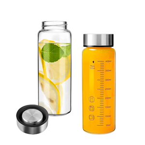 16온스 유리병 누수 방지 식기세척기 사용 가능 투명 유리 물병 스테인리스 스틸 뚜껑 재사용 가능한 주스 물병 - Product Image 2
