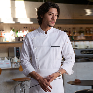 ملابس عمل للطهاة من Zhenyao، زي فاخر للمطابخ بأكمام قصيرة وطويلة لفصل الخريف، مصنوع من نسيج التويل، مناسب للمطاعم الغربية والحانات - Product Image 2