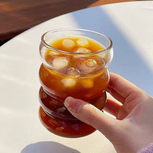 Taza de cristal de oruga ondulada, vasos únicos para beber, café helado, cerveza congelada, copas de vino acanaladas - Product Image 3