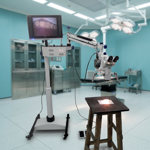 Microscope chirurgical dentaire avec tête inclinable à 180 degrés, système optique incliné, zoom continu, certifié CE, blanc. - Product Image 6