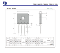 Redresseur à pont monophasé GBU1506G 600V 15A à passivation par le verre, boîtier à trous traversants, alimentation 100% originale et traceable