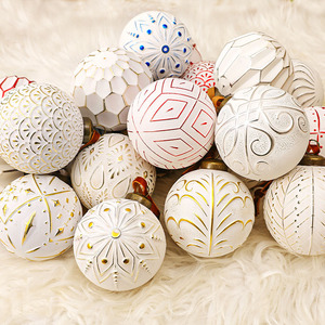 New 8cm 12Pcs Handmade Vintage Christmas Balls Set Xmas Tree Hanging <b>Ornaments</b> For Holiday Decor - Product Image 1