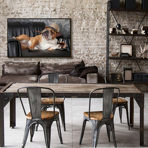 M. Dog allongé <span class=keywords><strong>sur</strong></span> le canapé et dégustation de vin poster photo Home chambre chambre d'enfant décoration animal peinture <span class=keywords><strong>sur</strong></span> toile - Product Image 3