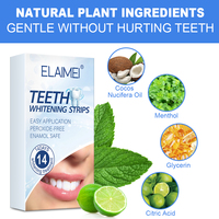 Bandes blanchissantes pour les dents ELAIME, fabrication directe, marque privée, sans peroxyde, sans danger pour l'émail, blanchiment en 14 jours, menthe, soin buccal