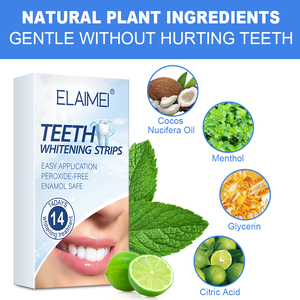 Strisce Sbiancanti per Denti ELAIME Direttamente dalla Fabbrica, Etichetta Privata, Senza Perossido, Sicure per lo Smalto, Sbiancamento in 14 Giorni, <span class=keywords><strong>Cura</strong></span> Orale alla Menta - Product Image 3