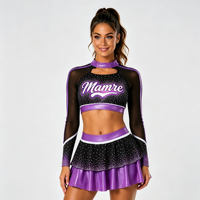 Uniforme de cheerleading personnalisé pour femmes adultes, entièrement orné de strass, en polyester et élasthanne, tissu antibactérien, logo personnalisé pour