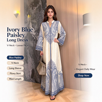 Abaya Chic et Élégante pour Femme, Robe Musulmane Brodé(e) Faite à la Main en Polyester, Longueur Cheville, Manches Longues, Respirante, pour Mariage Hivernal