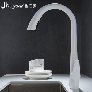 Jboyun Kitchen Faucet 304 Stainless Steel Single Handle Pull Out <b>Spray</b> Modern Deck <b>Mounted</b> For Dishwashing - Product Image 3