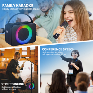 Xách tay máy karaoke Microphone với Dual không dây mics RGB đèn tất cả-trong-một loa cho gia đình bên trẻ em người lớn Quà Tặng - Product Image 4