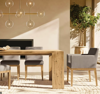 Table à manger rectangulaire extensible en chêne massif de style farmhouse RH OEM pour 8 personnes, idéale pour les restaurants, les hôtels, les villas, les bureaux