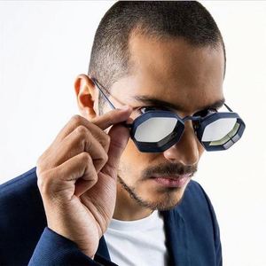 Gafas de Sol Vintage 2022 para Hombre y Mujer, Estilo Punk Metálico, Lentes de Espejo UV400, Forma Cuadrada Poligonal, Estilo Steampunk - Product Image 2