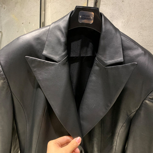<span class=keywords><strong>Chaqueta</strong></span> de Cuero Genuino de Oveja Negra, Suave, Ajustada y Elegante para Mujer, en Oferta - Product Image 3