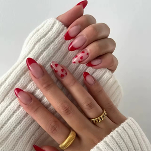 Venta al por mayor <span class=keywords><strong>de</strong></span> <span class=keywords><strong>uñas</strong></span> acrílicas en caja con forma <span class=keywords><strong>de</strong></span> almendra, <span class=keywords><strong>uñas</strong></span> Rojas brillantes con diseño <span class=keywords><strong>de</strong></span> corazón para el Día <span class=keywords><strong>de</strong></span> San Valentín, prensa en las <span class=keywords><strong>uñas</strong></span> para los dedos - Product Image 1