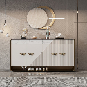 Muebles de gabinete de zapatos funcionales y elegantes hechos a mano con <span class=keywords><strong>madera</strong></span> maciza <span class=keywords><strong>MDF</strong></span> y borde de metal - Product Image 5