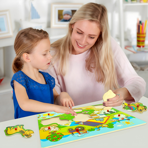 Câu Đố trẻ mới biết đi bằng gỗ, ghép hình động vật thân thiện với môi trường có tay cầm, câu đố Học Tập Giáo Dục Montessori cho trẻ em 1 2 3 tuổi - Product Image 5