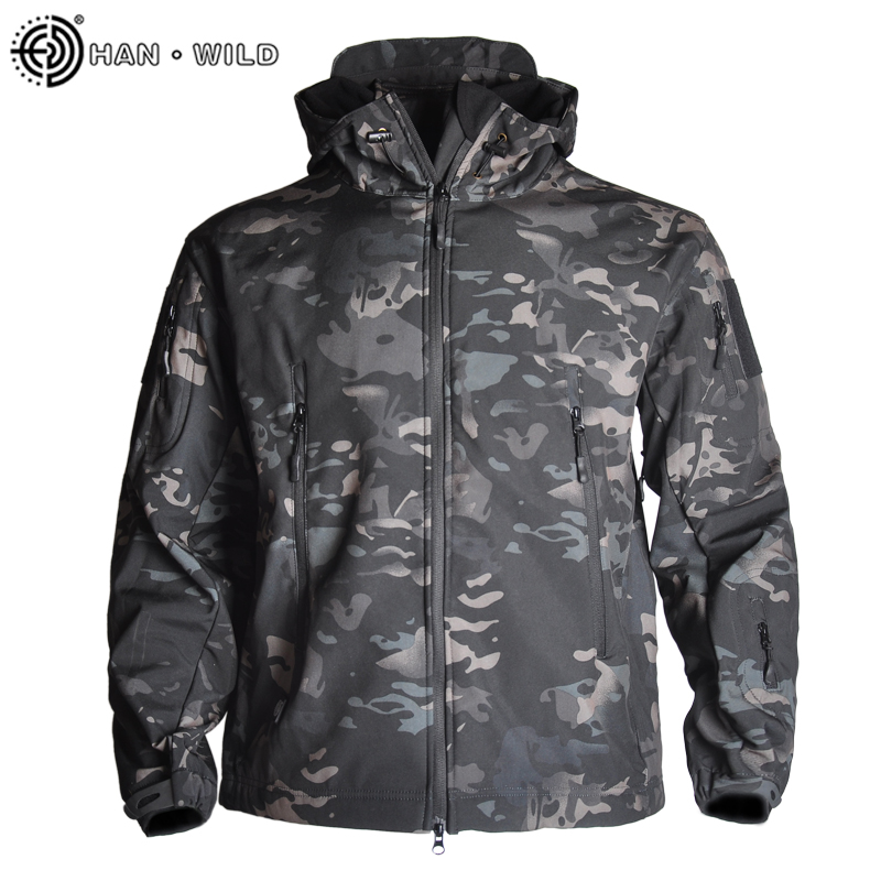 HAN WILD Black Hooded Waterproof Jacket Camouflage With Best