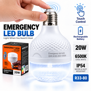 Bombilla LED recargable de emergencia portátil, 20W, E27, 1800mAh, táctil, 6500K, luz diurna, IP54, lámpara LED impermeable para el hogar, Camping, noche - Product Image 3