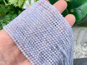 ลูกปัดหินอาเกตสีน้ำเงินธรรมชาติทรงกลมเรียบ ขนาด 2 มม. 3 มม. 4 มม. 6 มม. สำหรับทำเครื่องประดับ - Product Image 4