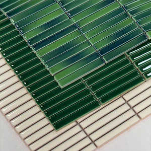 Mosaico de Tiras Largas de Estilo Europeo, Color Vívido, Superficie Brillante, Efecto Horno, Azulejos Hechos a Mano para Cocina y Baño, Ladrillos Pequeños - Product Image 3