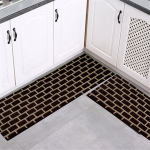China Factory Custom Soft Microfiber Brick Pattern Water Absorb 2 Pcs Anti Slip <strong>Kitchen</strong> <strong>Floor</strong> Mat Set Rug <strong>Runner</strong> - Product Image 4