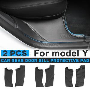 Protector de Umbral de Puerta Trasera de Cuero para Tesla Model Y 2021, Anti-Patadas, Protección Oculta, 2 Piezas/Juego, Fácil de Instalar - Product Image 1