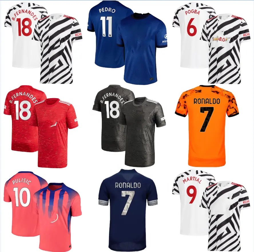 2122ขายส่งราคาถูกออกแบบของคุณชื่อจำนวนคนฟุตบอลชุดเต็มฟุตบอลสวมใส่เสื้อสำหรับทีม