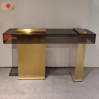 HJ Home Offres Spéciales Table d'entrée de forme rectangulaire Table décorative d'entrée Table console en verre trempé acrylique pour salon