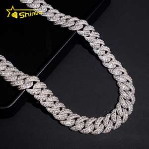 Chaîne cubaine de luxe en argent massif 925 de 18 mm avec moissanite VVS, testée au diamant, style hip-hop glacé - Product Image 4