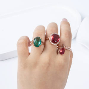 Vintage Moissanite Oval Stone Valentine Rings Rose Gold Style Adjustable <strong>Ruby</strong> Rings Brass Women Jewelry Anniversary Ring - Product Image 3