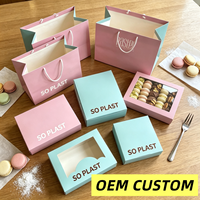 Boîtes à gâteaux en papier de marque en gros avec poignée, personnalisables en usine, de qualité alimentaire, pour pâtisseries, avec logo