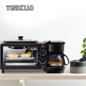 Stecker-Temperaturregler Hot Dog-Maschine Waffel Kaffeevollautomat Kessel und Toaster-Set Crepe-Pfanne Maquina De Cafe Waffel
