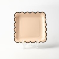 Lot de vaisselle jetable élégante en papier doré rose pour fête, idéal pour les douches nuptiales - Vente en gros directe usine