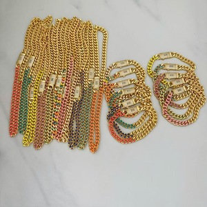 Nouveau Collier en Or 18 carats avec Zircon, Style Monaco Goutte d'Huile 8mm, Hip-hop, pour Couples, Unisexe, Chaîne Cubaine Plaqué Cuivre - Product Image 2