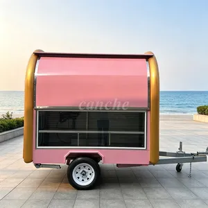 Chariot de petit-déjeuner rose mini pour la rue, chariot de bonbons et desserts, remorque de camping, camion de restauration mobile - Vente chaude UE - Product Image 1