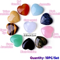 10 buah Set kristal HeartShaped penyembuhan batu alam dipoles batu permata cinta Reiki energi menyeimbangkan meditasi