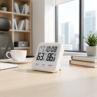 Thermomètre hygromètre numérique compact pour intérieur avec support magnétique en plastique, fonction d'alarme pour la maison et le bureau