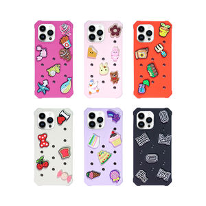 Antichoc mode couverture arrière dessin animé bricolage Silicone 3D mignon étui de téléphone portable pour <span class=keywords><strong>iPhone</strong></span> 11 12 13 Pro max tenir croc charmes - Product Image 1