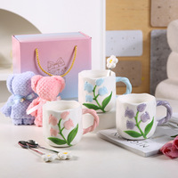 Tasse en céramique personnalisée de haute qualité en forme de tulipe, style pastoral créatif, pour café/eau, cadeau d'anniversaire pour femme ou couple