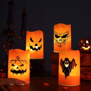 Hot Selling LED Flameless Electronic Candle <b>Light</b> with Ghost Face Pumpkin Lantern <b>Battery</b> Powered Holiday Party Decoration - Product Image 3