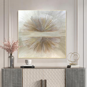 Originele Pure Handgemaakte Abstracte Zilveren Lijnen Zware Getextureerde Kunstwerken Moderne Abstracte Handgetekende Canvas Kunst Olieverfschilderij - Product Image 5