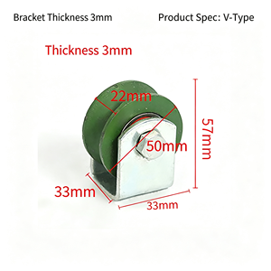 Rouleau de porte à rainure en V certifié CE avec support, en acier galvanisé robuste, double roulement, disponible en version OEM - Product Image 3