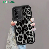 Fournisseur en gros de coques de téléphone portable 2026 – Coque antichoc en TPU motif léopard noir et blanc pour Samsung, design de luxe pour femmes