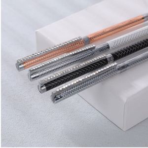 Rose Gold Textured Slim Twist Metal <b>Ballpoint</b> <b>Pen</b> With Full Rhinestone Inlaid Clip, Luxury Bling Crystal Rotating Signature <b>Pen</b> - Product Image 5