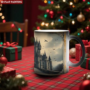 Tasse magique givrée noire 11oz en céramique, changeant de couleur à la chaleur, pour le bureau - Product Image 2