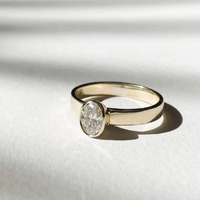 Anillo de Compromiso y Boda con Diamante Cultivado en Laboratorio, Corte Oval de 2CT, Biseles Completos, Oro Sólido de 10K/14K/18K, Certificado IGI CVD/HPHT